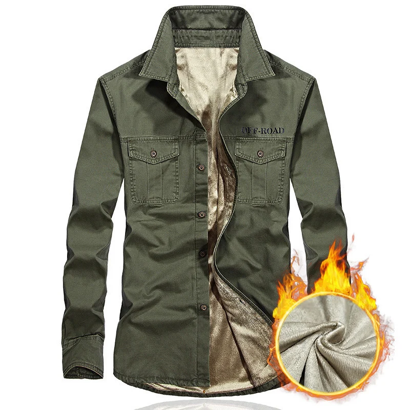 Herren gefüttertes Utility-Hemd mit Brustpattentaschen und Off-Road-Print Drune