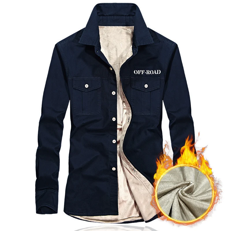 Herren gefüttertes Utility-Hemd mit Brustpattentaschen und Off-Road-Print Drune