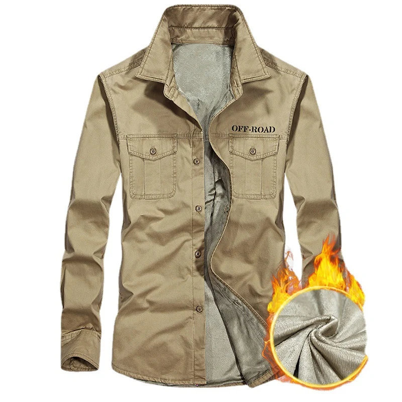 Herren gefüttertes Utility-Hemd mit Brustpattentaschen und Off-Road-Print Drune