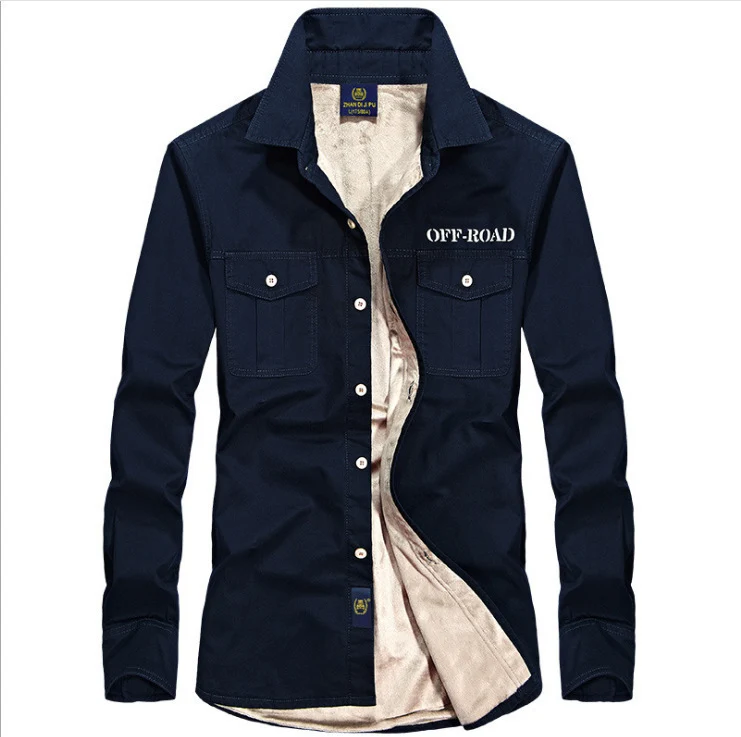 Herren gefüttertes Utility-Hemd mit Brustpattentaschen und Off-Road-Print Drune