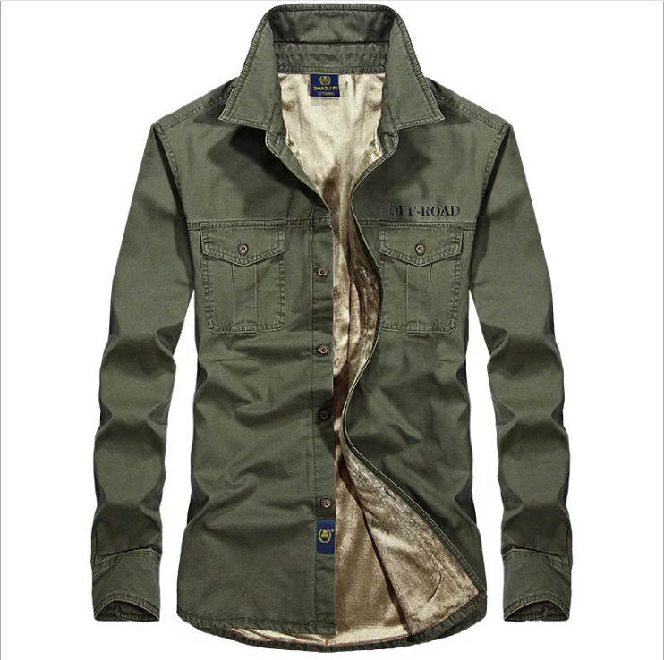 Herren gefüttertes Utility-Hemd mit Brustpattentaschen und Off-Road-Print Drune