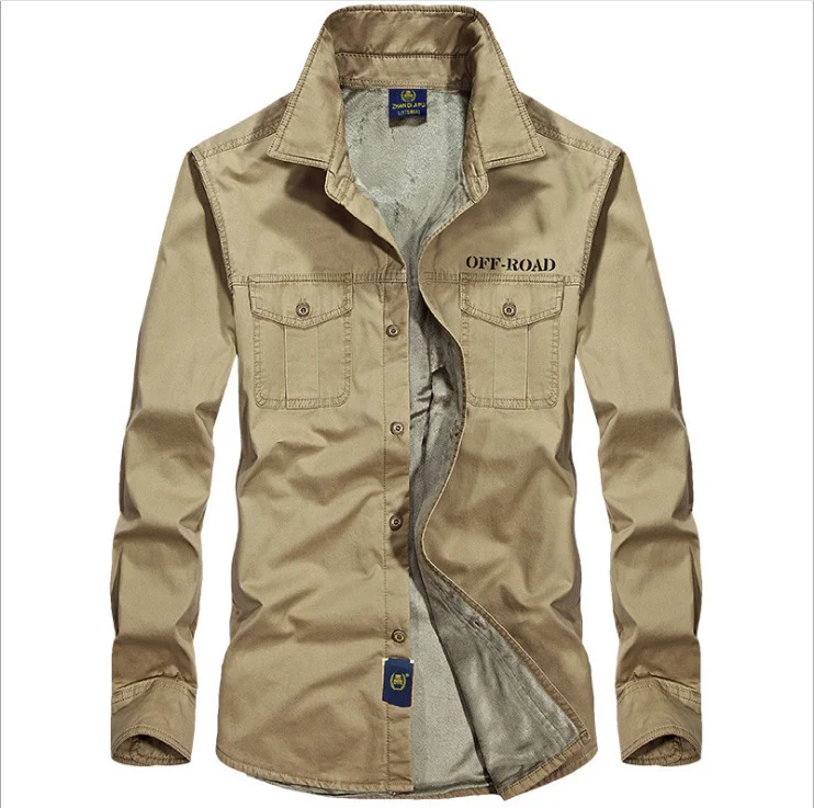 Herren gefüttertes Utility-Hemd mit Brustpattentaschen und Off-Road-Print Drune