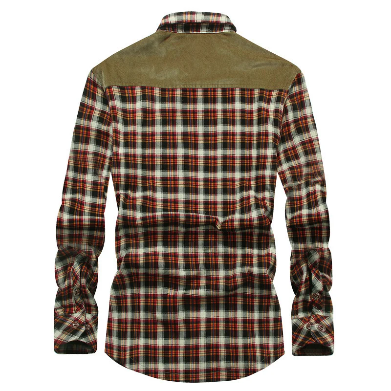 Herren Gefüttertes Karo‑Hemd mit Teddyfleece‑Innenfutter und Cord‑Schulterpasse Drune