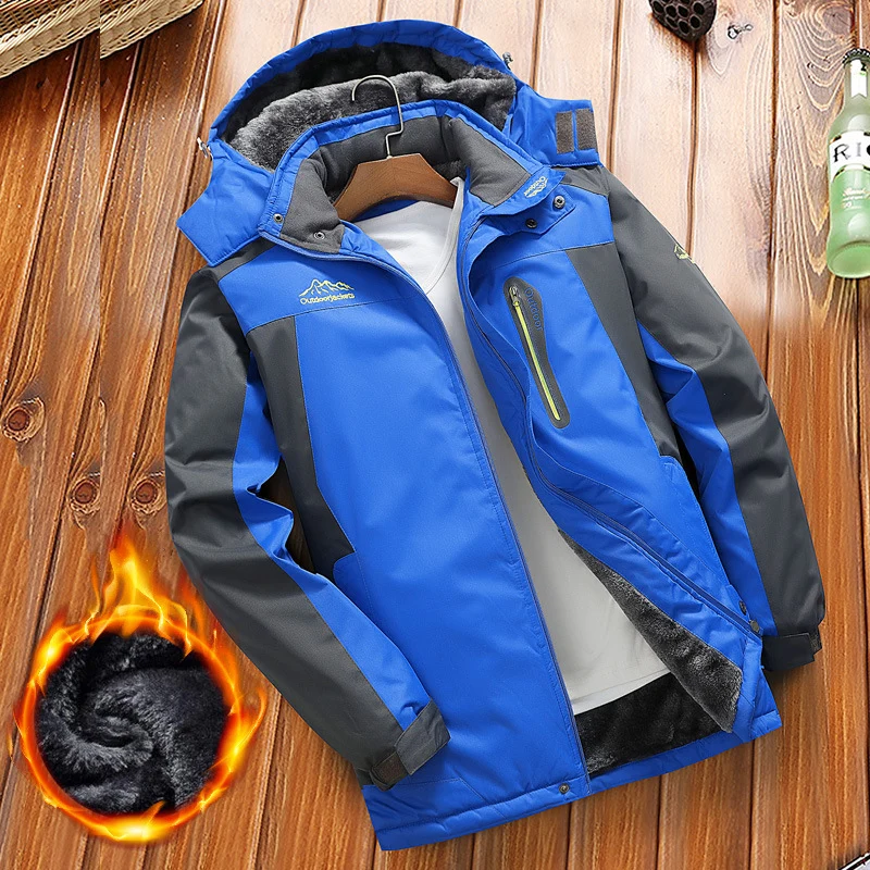 Herren gefütterter Winter‑Outdoorparka mit Teddyfleece‑Innenlage, Kapuze und wasserabweisender Shell Drune