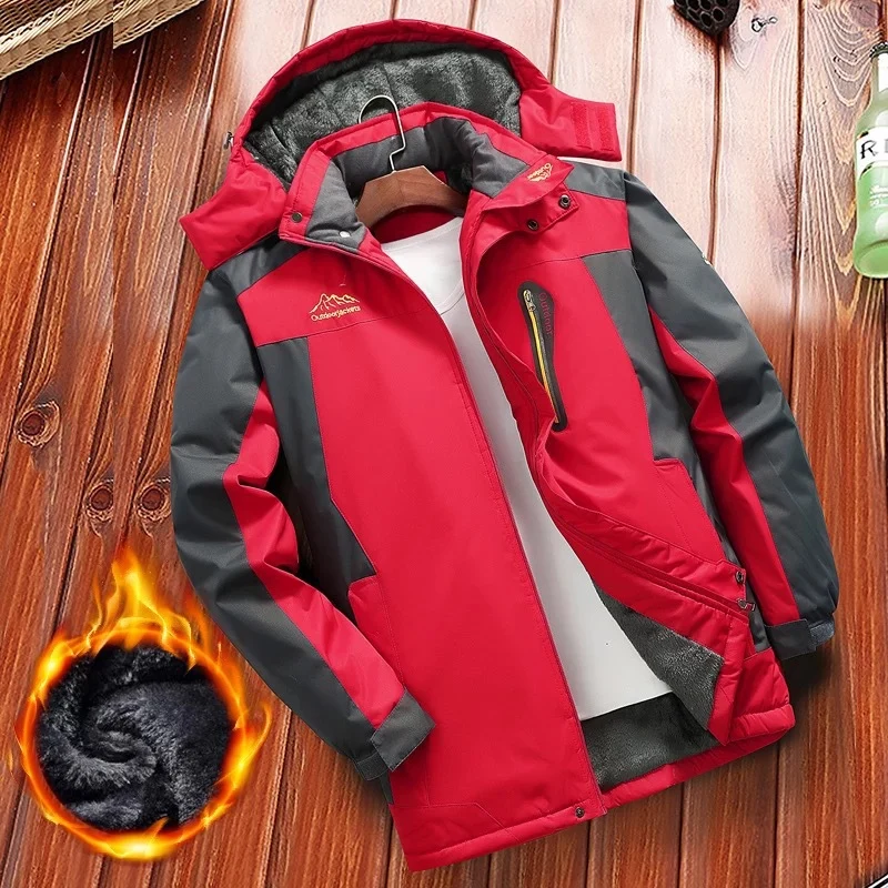 Herren gefütterter Winter‑Outdoorparka mit Teddyfleece‑Innenlage, Kapuze und wasserabweisender Shell Drune