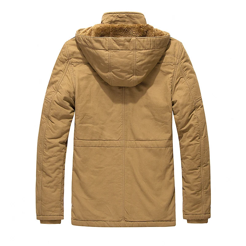 Herren Gefütterter Kapuzenparka mit Teddyfutter, Utility‑Taschen und robuster Canvas‑Optik Drune