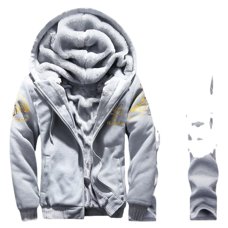 Herren gefütterter Hoodie-Trainingsanzug mit Teddyfleece-Innenfutter, Reißverschlussjacke und Jogger Drune