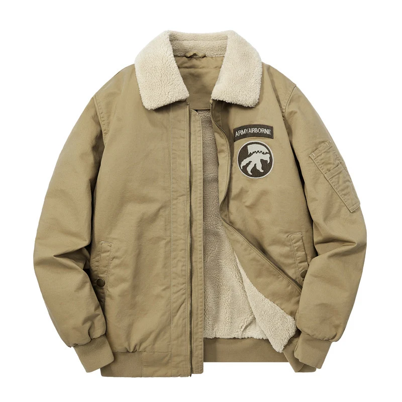 Herren Gefütterter Flugjacken‑Blouson mit Sherpa‑Kragen und Patch‑Details Drune