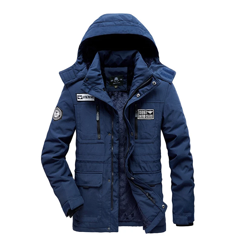 Herren Gefütterter Fieldparka mit Kapuze, kuscheliger Teddy‑Innenlage und taktischen Mehrfachtaschen Drune