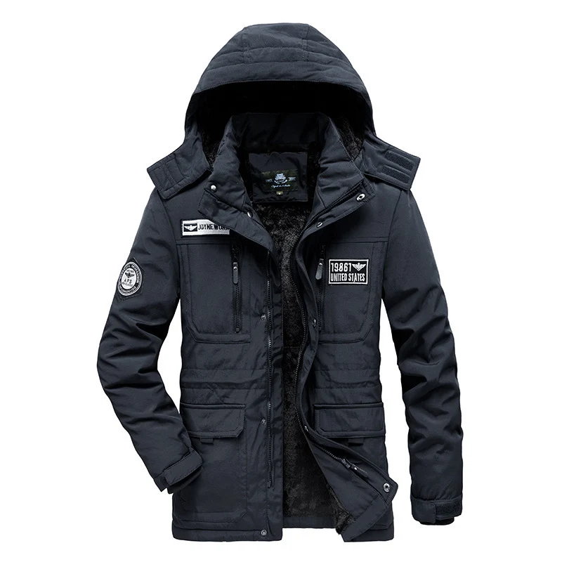 Herren Gefütterter Fieldparka mit Kapuze, kuscheliger Teddy‑Innenlage und taktischen Mehrfachtaschen Drune