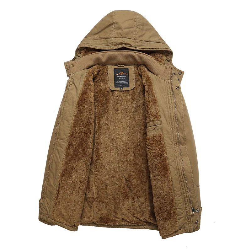Herren gefütterter Fieldparka mit Kapuze, kuscheliger Fleece-Innenfütterung und Multifunktions‑Taschen Drune