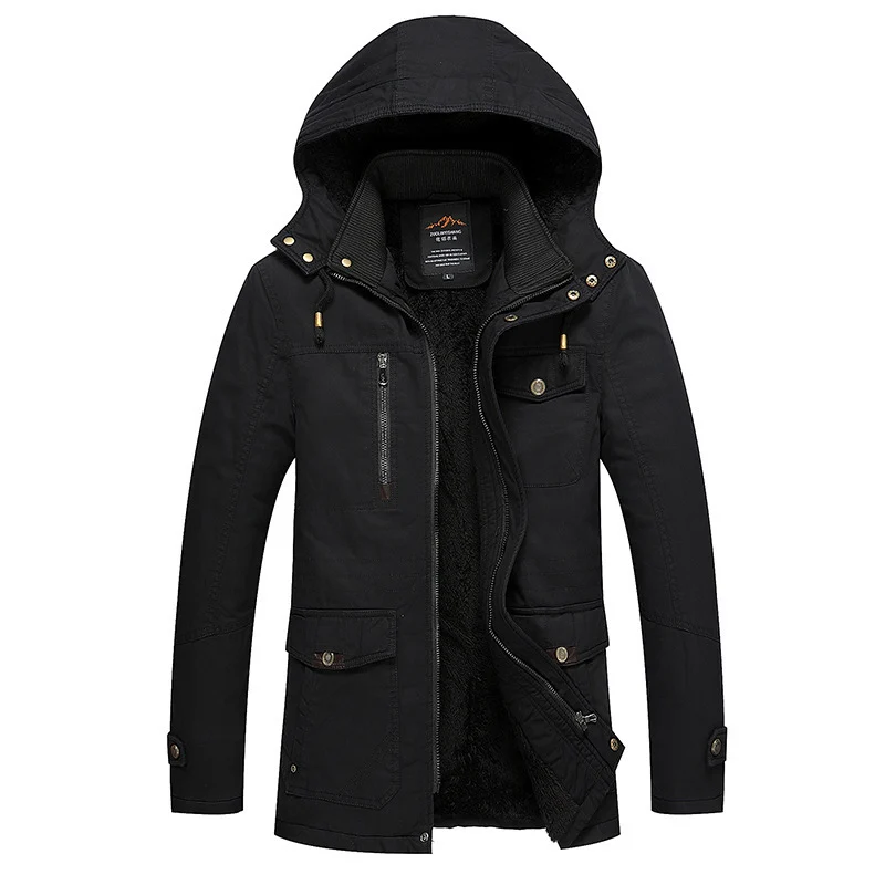Herren gefütterter Fieldparka mit Kapuze, kuscheliger Fleece-Innenfütterung und Multifunktions‑Taschen Drune