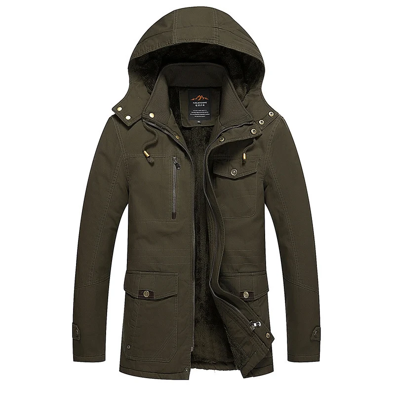 Herren gefütterter Fieldparka mit Kapuze, kuscheliger Fleece-Innenfütterung und Multifunktions‑Taschen Drune