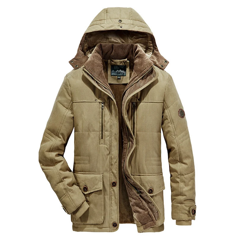 Herren gefütterter Field‑Parka mit Cord‑Innenkragen, warmer Kunstflausch‑Innenlage und Kapuze Drune