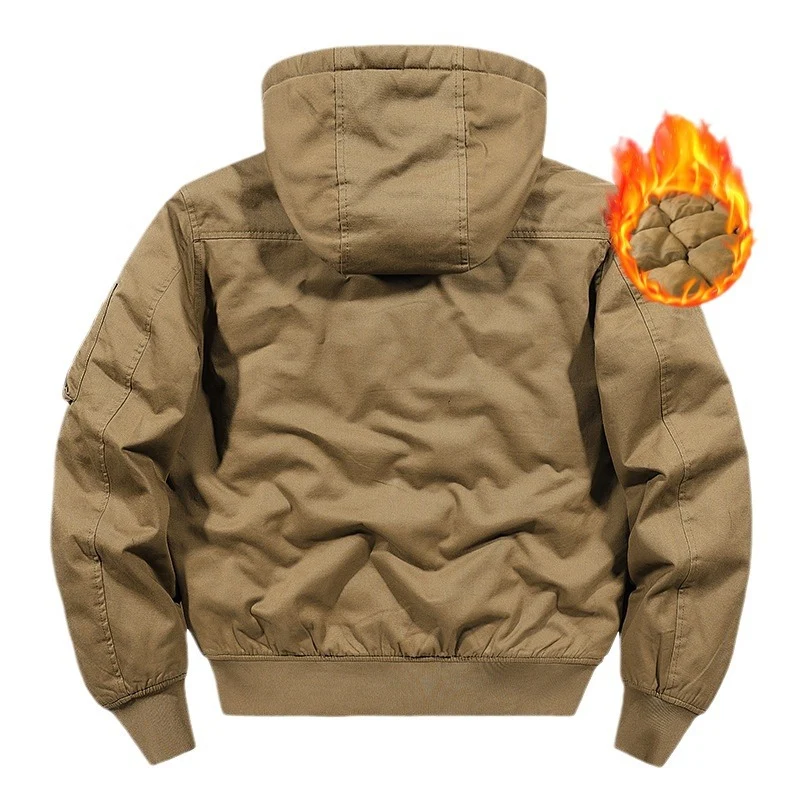Herren Gefütterte Kapuzen‑Bomberjacke mit Diamantstepp-Innenfutter und Ärmeltasche Drune
