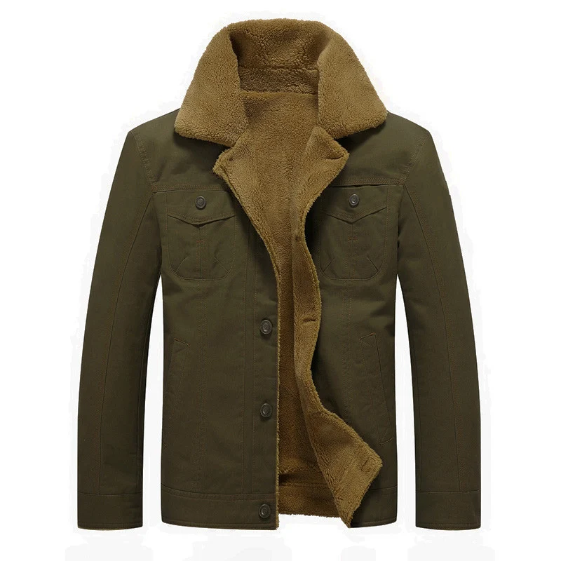 Herren gefütterte Canvas-Truckerjacke mit Sherpa-Innenfutter und hohem Teddykragen Drune