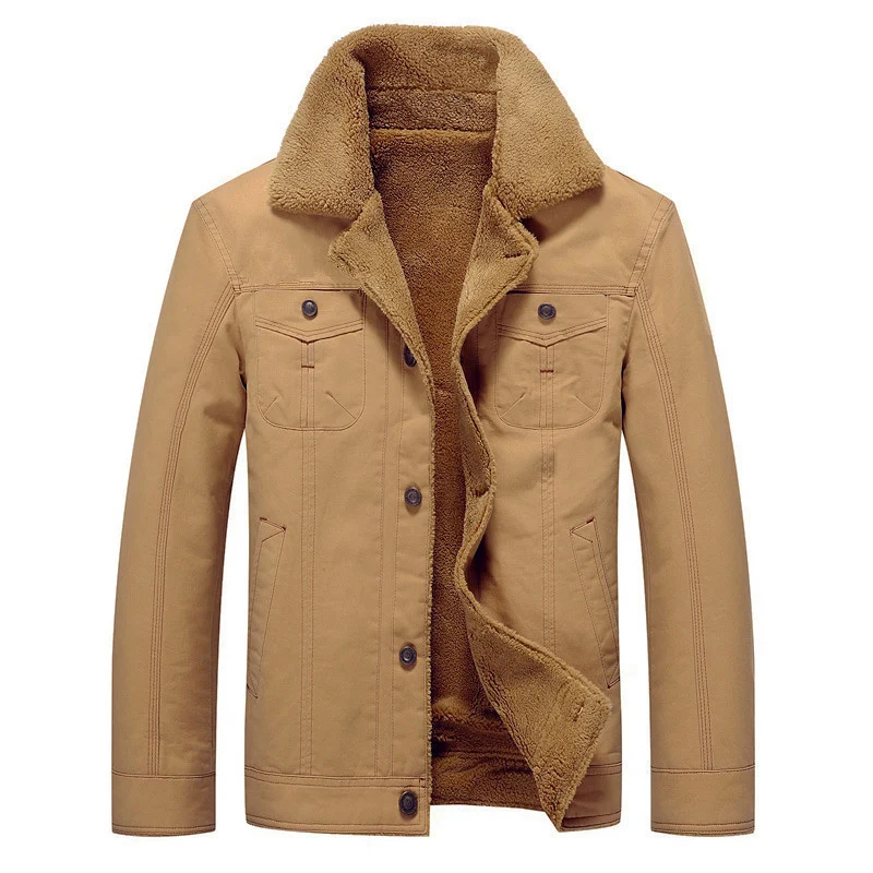 Herren gefütterte Canvas-Truckerjacke mit Sherpa-Innenfutter und hohem Teddykragen Drune