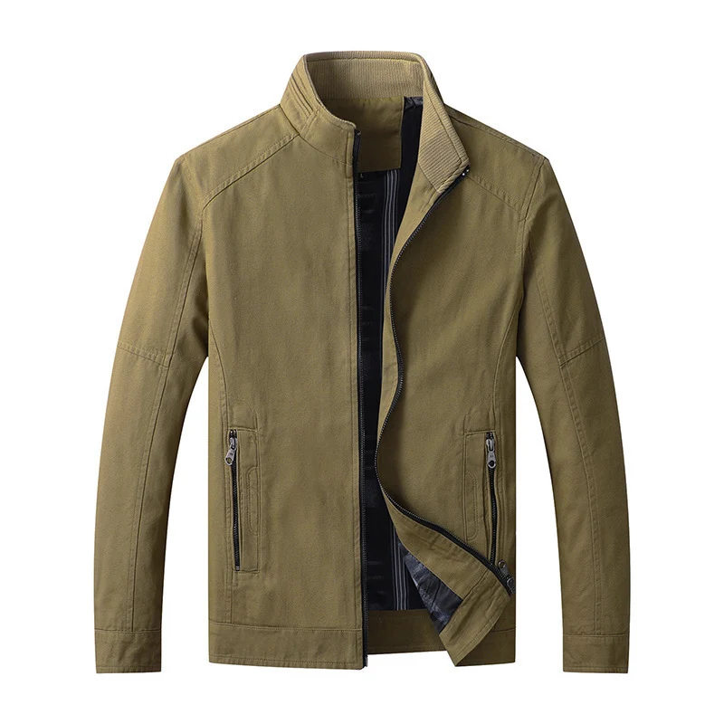 Herren funktionaler Canvas-Zip-Blouson mit Stehkragen und verdeckten Reißverschlusstaschen Drune
