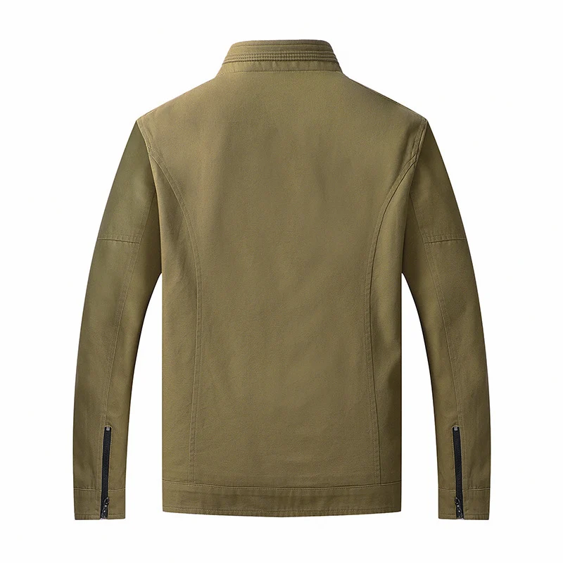 Herren funktionaler Canvas-Zip-Blouson mit Stehkragen und verdeckten Reißverschlusstaschen Drune