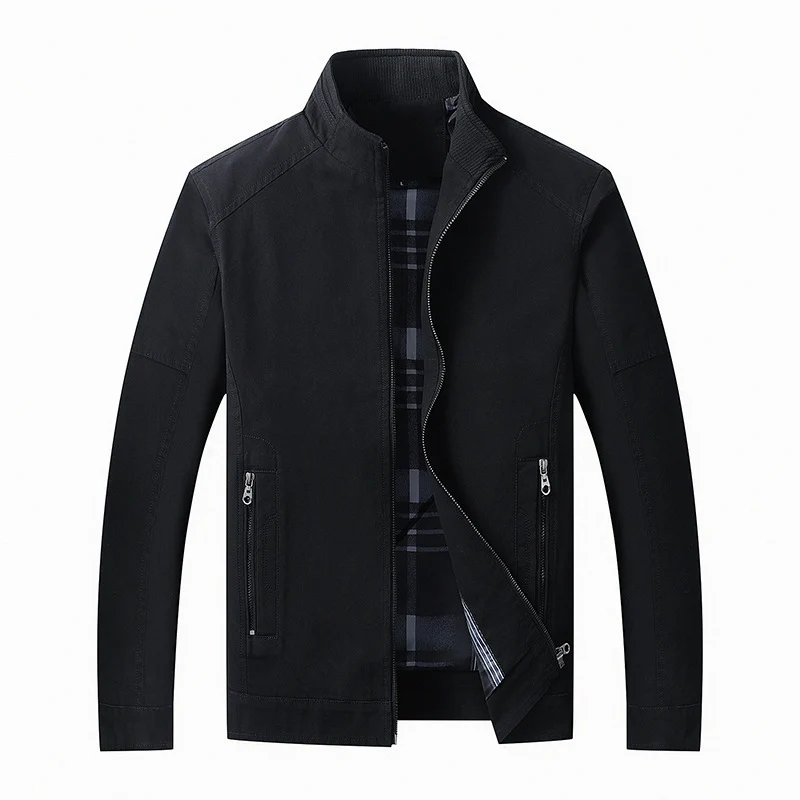 Herren funktionaler Canvas-Zip-Blouson mit Stehkragen und verdeckten Reißverschlusstaschen Drune
