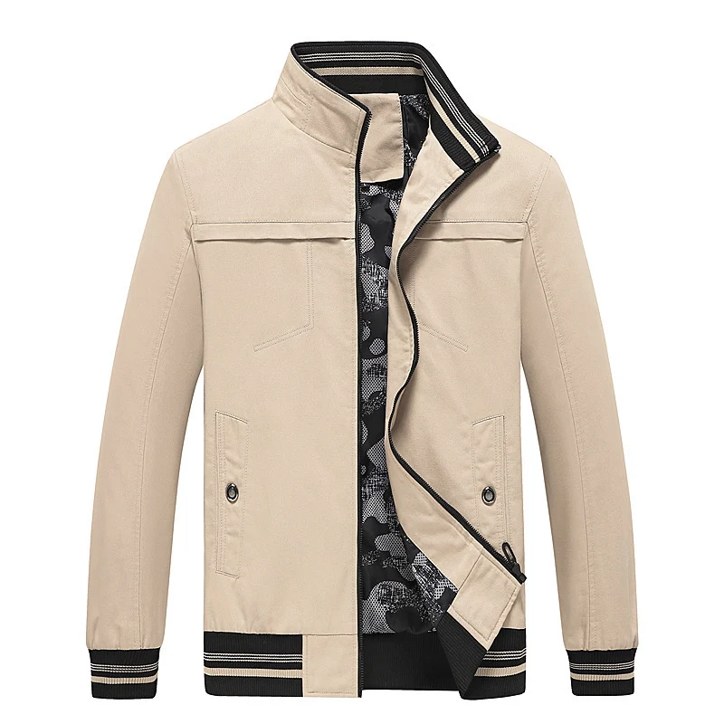 Herren Freizeitblouson mit Stehkragen, gerippten Bündchen und Camouflage-Innenfutter Drune