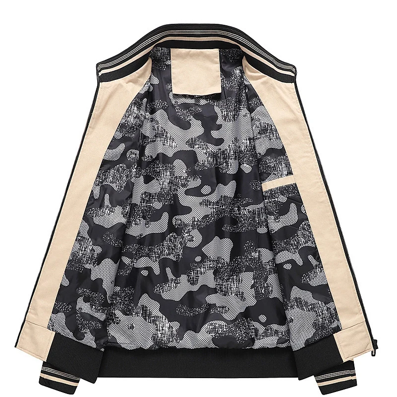 Herren Freizeitblouson mit Stehkragen, gerippten Bündchen und Camouflage-Innenfutter Drune