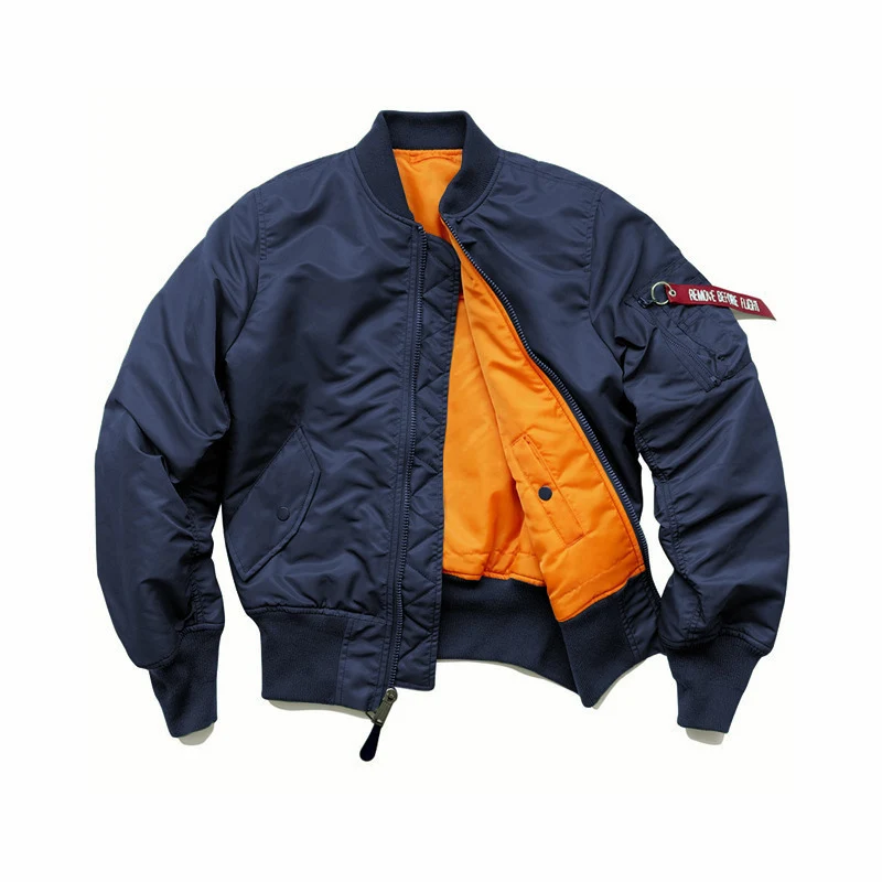 Herren Flight-Bomberjacke mit kontrastreichem Innenfutter, Utility-Ärmeltasche und gerippten Bündchen Drune