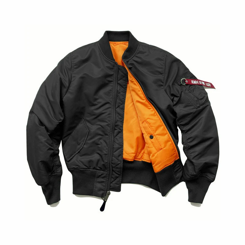 Herren Flight-Bomberjacke mit kontrastreichem Innenfutter, Utility-Ärmeltasche und gerippten Bündchen Drune