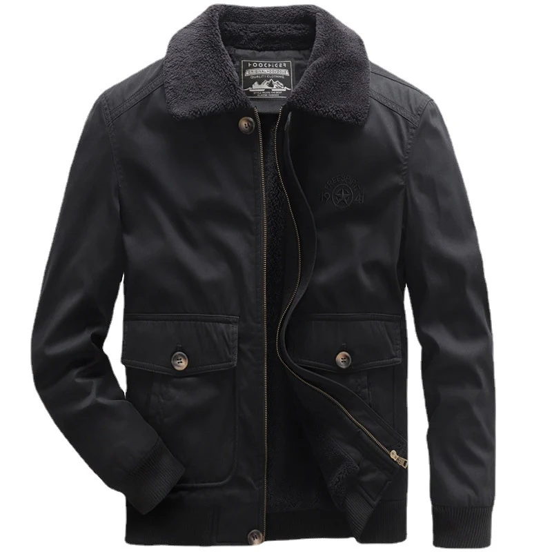 Herren Fliegerjacke im Vintage-Utility-Stil mit Teddyinnenfutter und Rippbündchen Drune