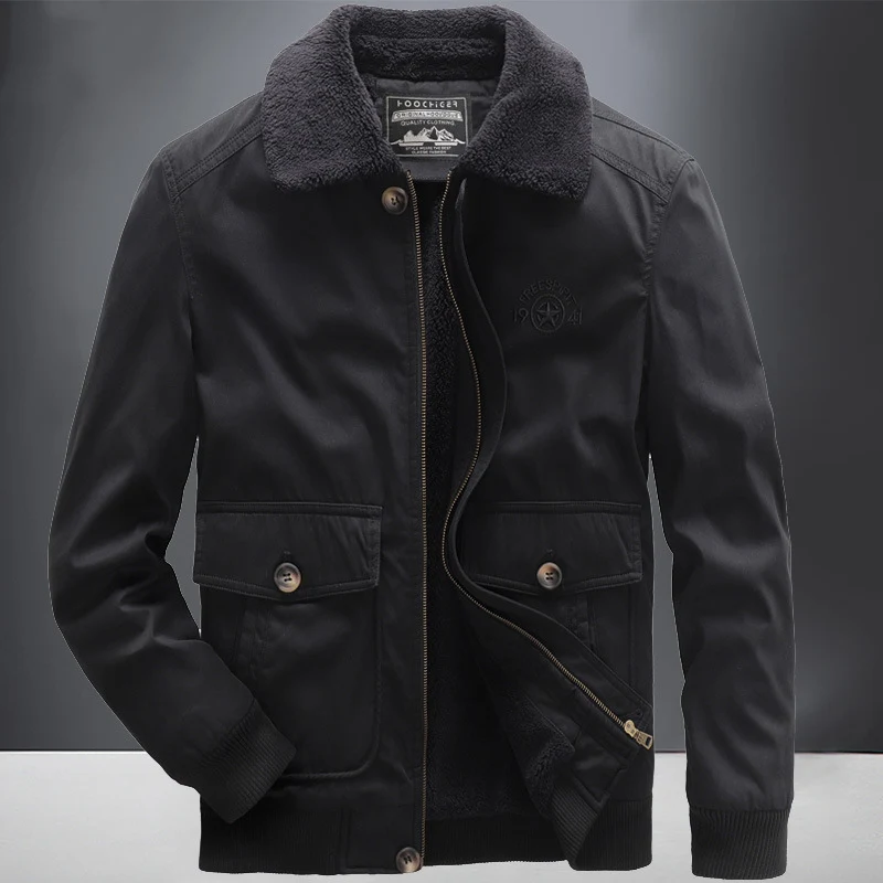 Herren Fliegerjacke im Vintage-Utility-Stil mit Teddyinnenfutter und Rippbündchen Drune