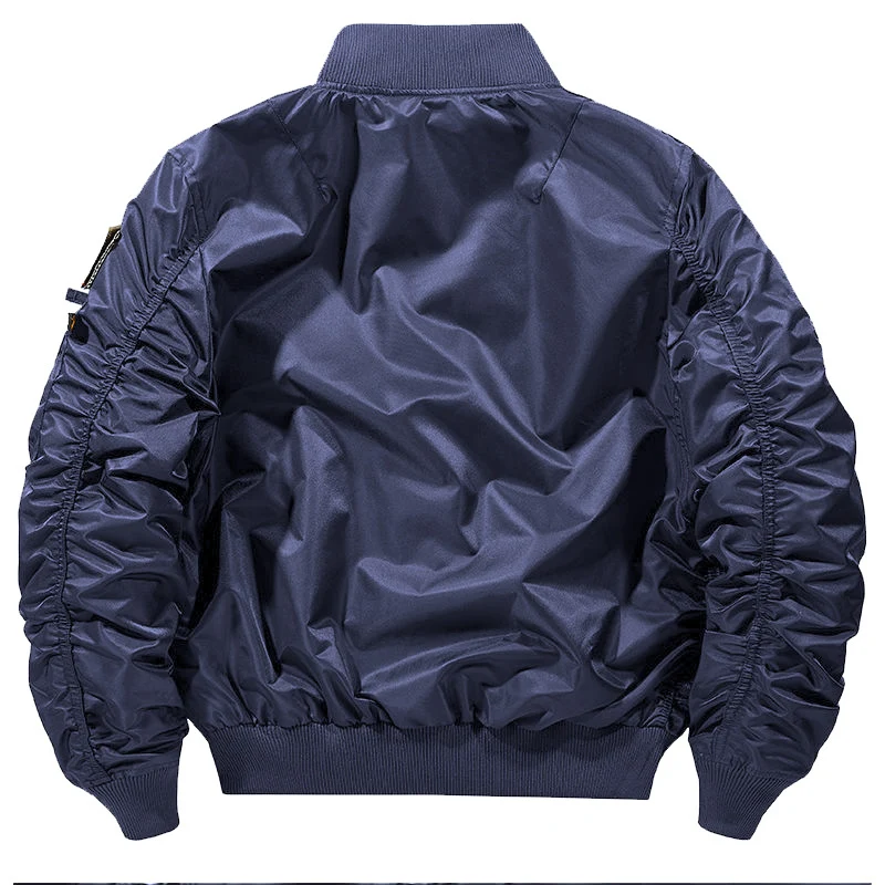 Herren Fliegerjacke im Vintage-Utility-Stil mit Mehrfach-Taschen und goldfarbenem Reißverschluss Drune