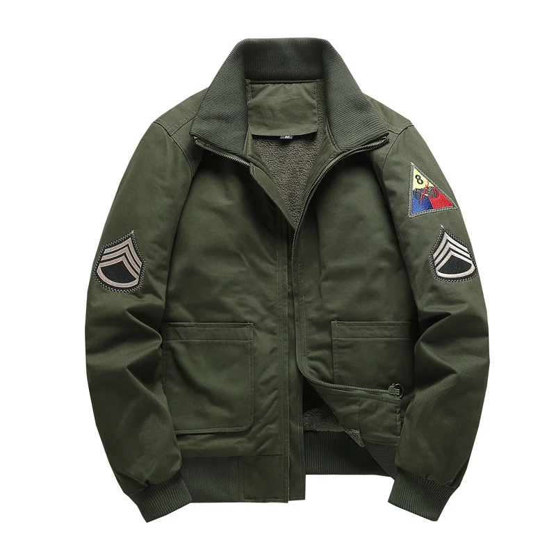 Herren Fliegerblouson mit Sherpa-Innenfutter, gestickten Patch-Details und geripptem Saum Drune