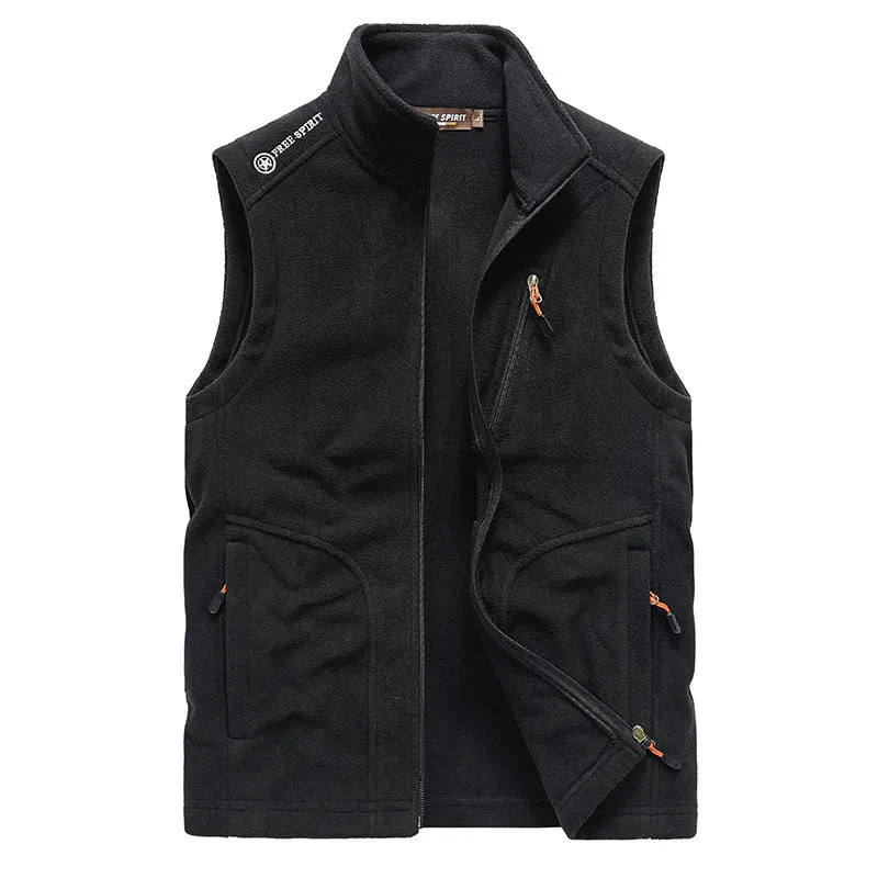 Herren Fleeceweste mit hohem Stehkragen, Reißverschlusstaschen und atmungsaktivem Microfleece Drune