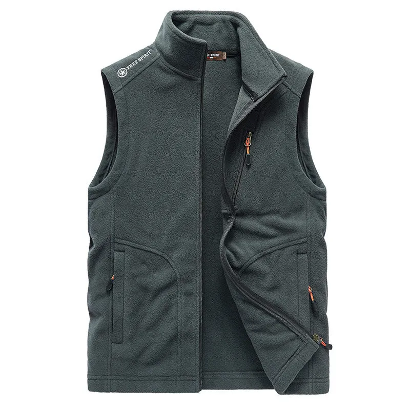 Herren Fleeceweste mit hohem Stehkragen, Reißverschlusstaschen und atmungsaktivem Microfleece Drune