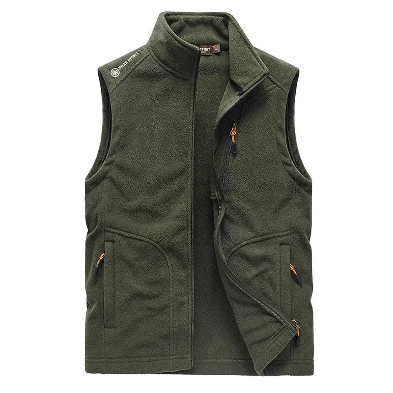 Herren Fleeceweste mit hohem Stehkragen, Reißverschlusstaschen und atmungsaktivem Microfleece Drune