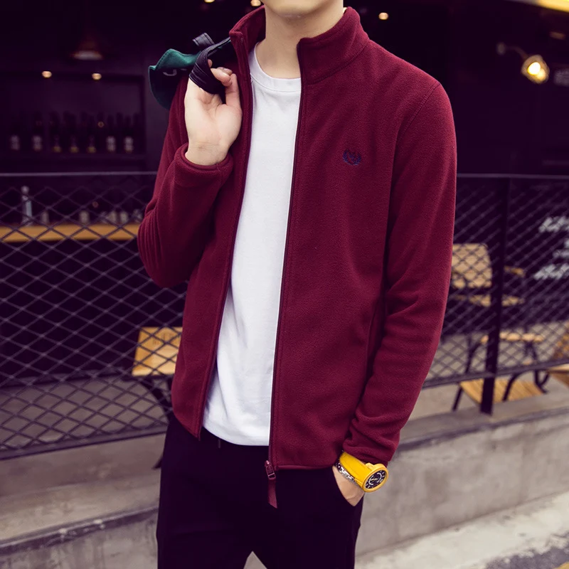 Herren Fleecejacke mit Stehkragen, windabweisender Mikrofaser‑Außenschicht und slim-regular Fit Drune