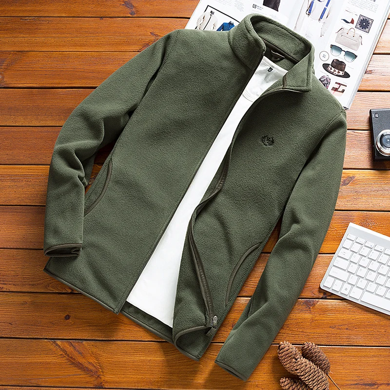 Herren Fleecejacke mit Stehkragen, windabweisender Mikrofaser‑Außenschicht und slim-regular Fit Drune