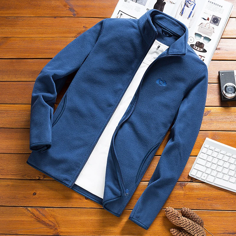 Herren Fleecejacke mit Stehkragen, windabweisender Mikrofaser‑Außenschicht und slim-regular Fit Drune