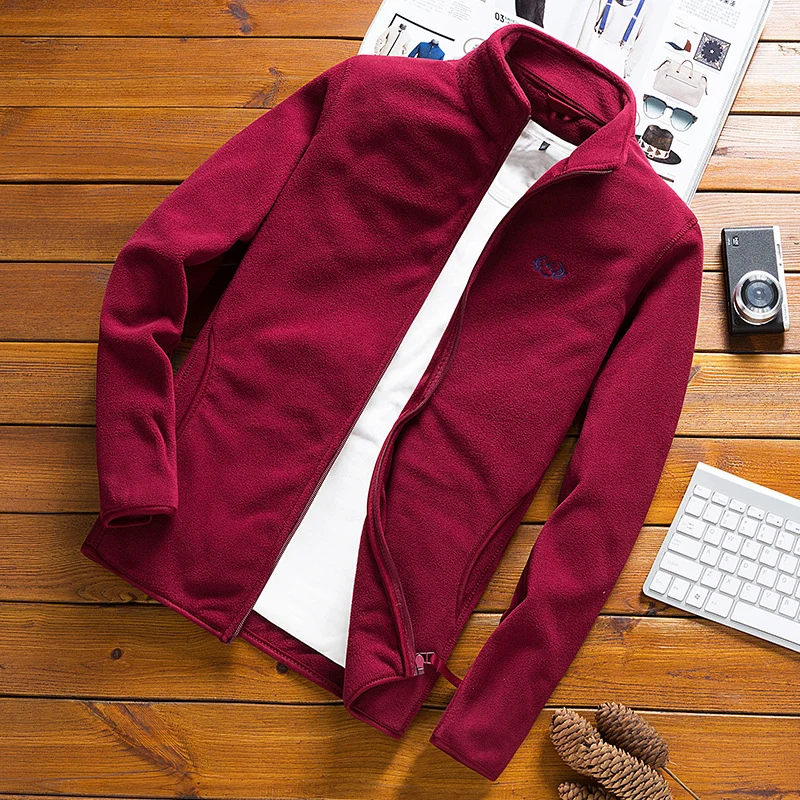 Herren Fleecejacke mit Stehkragen, windabweisender Mikrofaser‑Außenschicht und slim-regular Fit Drune