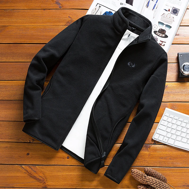 Herren Fleecejacke mit Stehkragen, windabweisender Mikrofaser‑Außenschicht und slim-regular Fit Drune