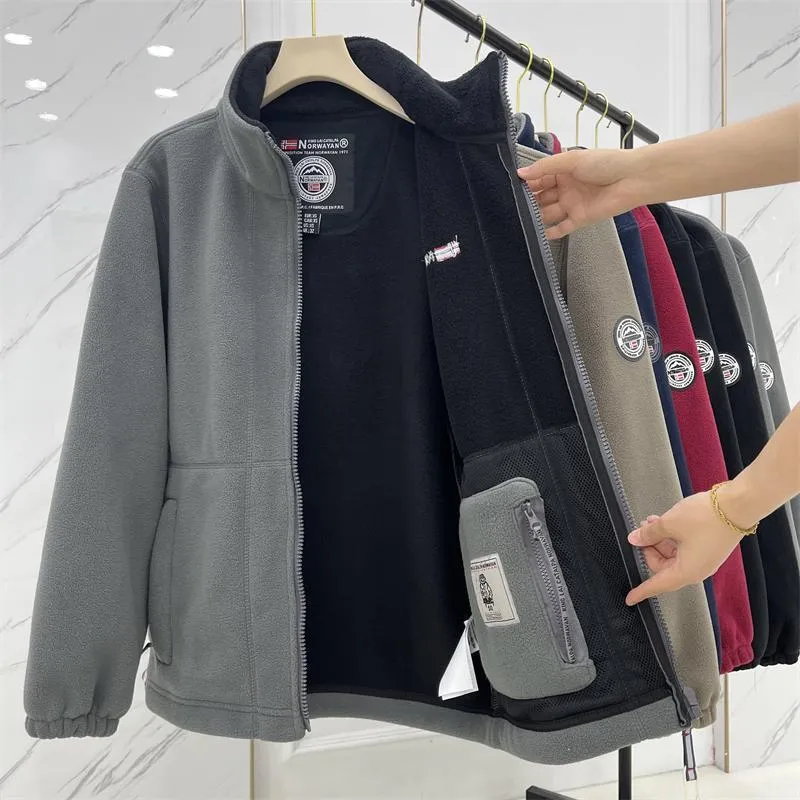 Herren Fleecejacke mit Stehkragen, durchgehendem Reißverschluss und wärmender Microfleece-Innenlage Drune