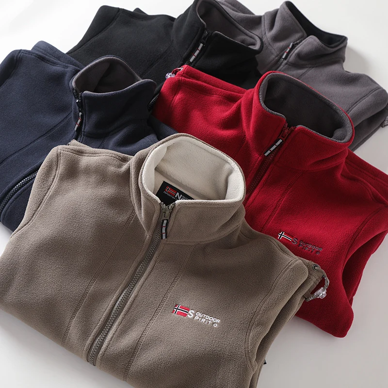 Herren Fleecejacke mit Stehkragen, durchgehendem Reißverschluss und Eingrifftaschen Drune