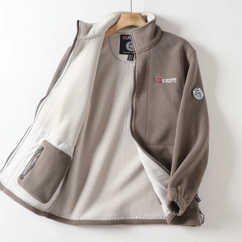 Herren Fleecejacke mit Stehkragen, durchgehendem Reißverschluss und Eingrifftaschen Drune