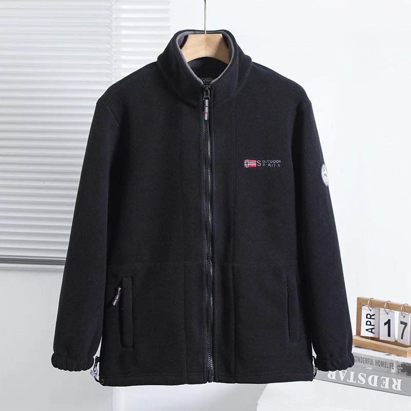 Herren Fleecejacke mit Stehkragen, durchgehendem Reißverschluss und Eingrifftaschen Drune