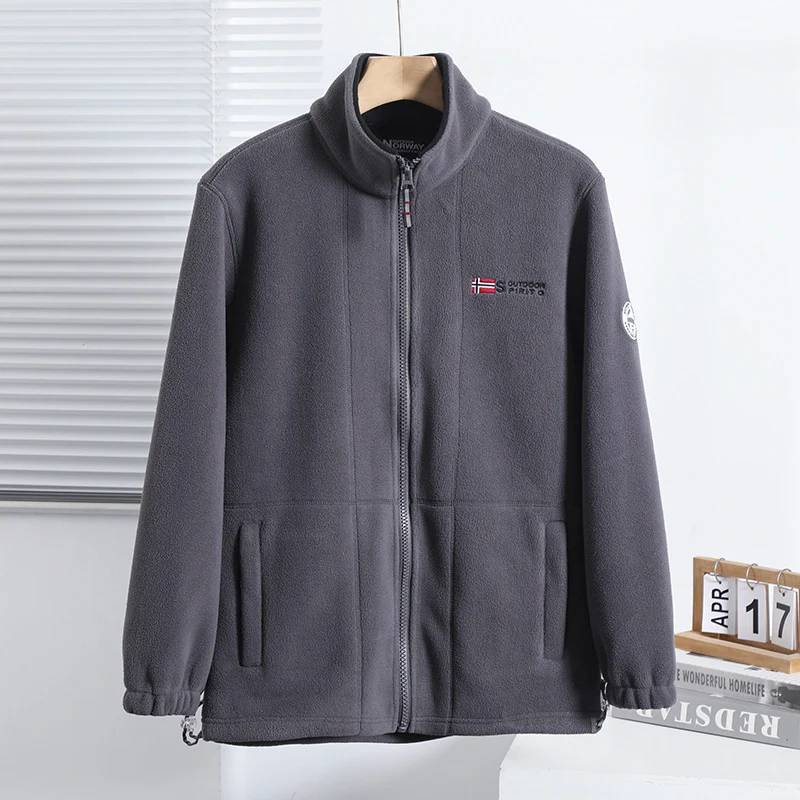 Herren Fleecejacke mit Stehkragen, durchgehendem Reißverschluss und Eingrifftaschen Drune