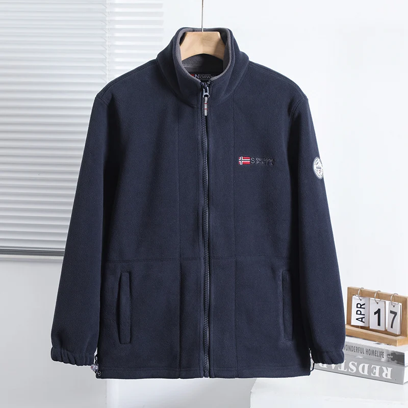 Herren Fleecejacke mit Stehkragen, durchgehendem Reißverschluss und Eingrifftaschen Drune