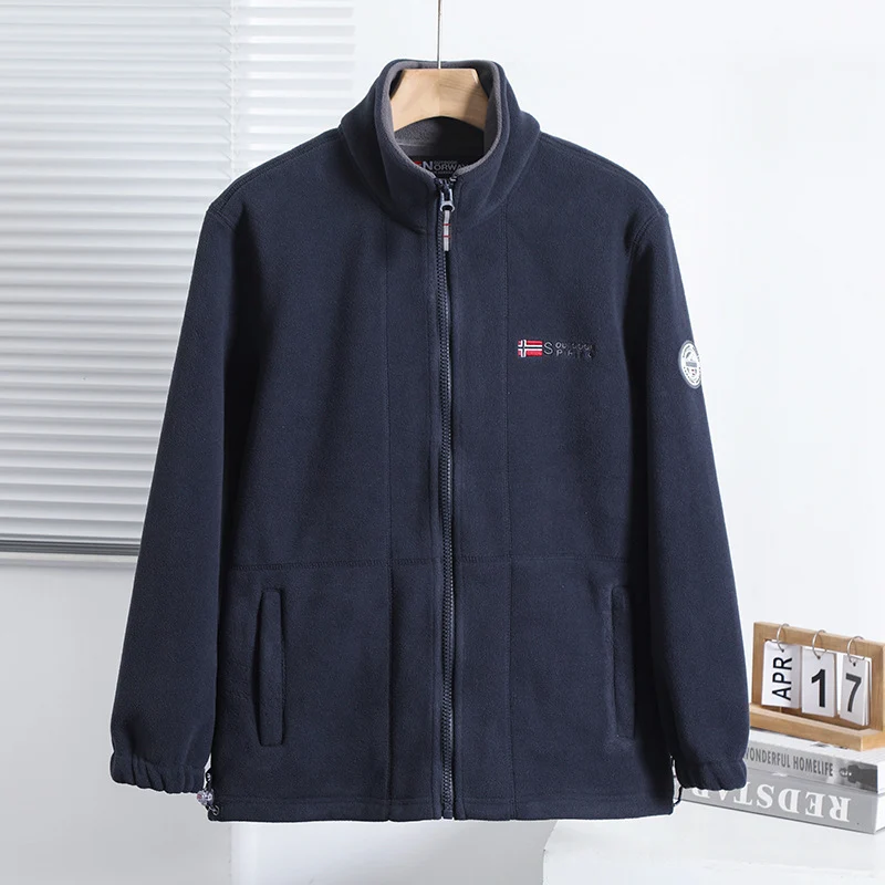 Herren Fleecejacke mit Stehkragen, durchgehendem Reißverschluss und Eingrifftaschen Drune