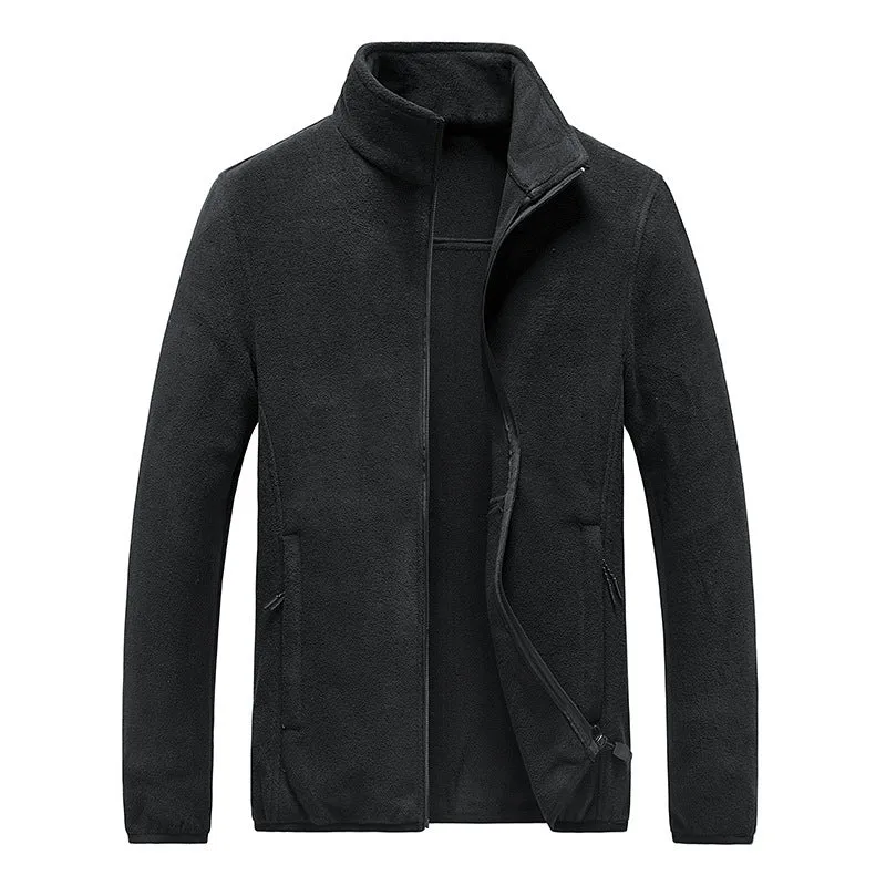 Herren Fleecejacke mit durchgehendem Reißverschluss, Stehkragen und praktischen Reißverschlusstaschen Drune