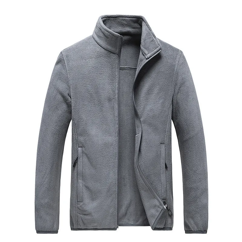 Herren Fleecejacke mit durchgehendem Reißverschluss, Stehkragen und praktischen Reißverschlusstaschen Drune
