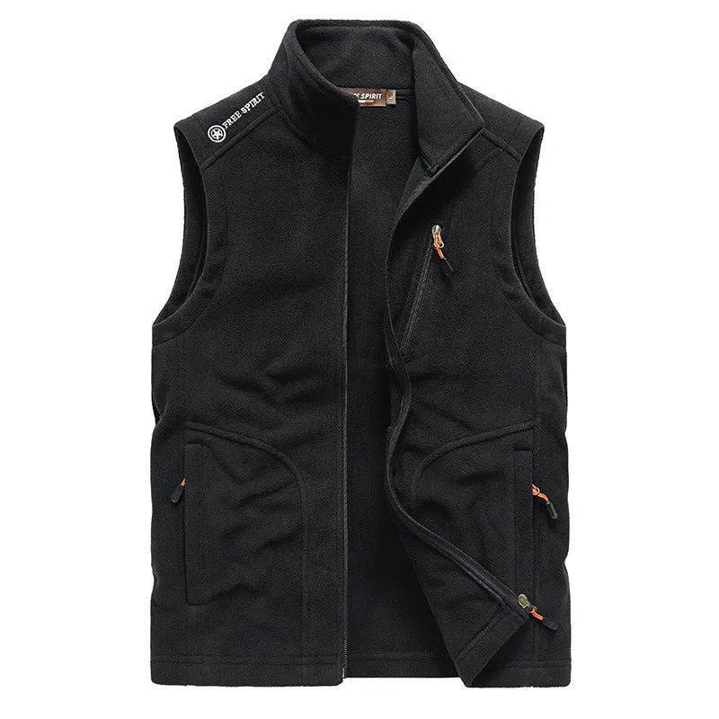 Herren Fleece-Weste mit Stehkragen, Reißverschlusstaschen und windabweisender Front Drune
